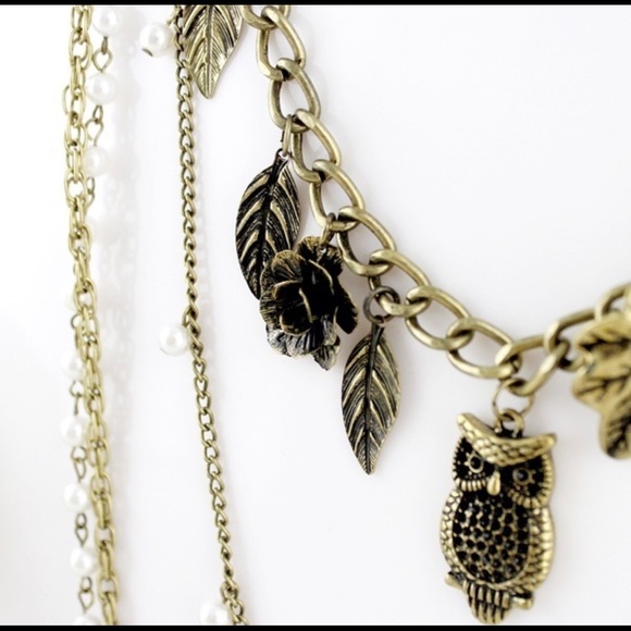 4 layer bohemian statement charm necklace - Picture 6 of 7